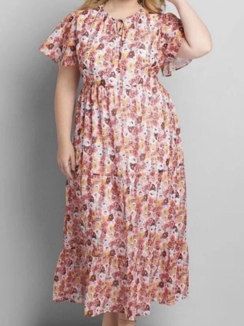 Lane Bryant Women Floral Dress Size 22/24 Short Sleeve Maxi Length